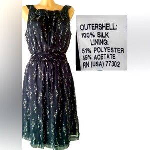 ZARA 100% Silk Chiffon Elegant Black Dress